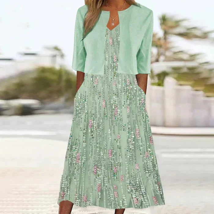 Echoarchiv – Zweiteiliges Midi-Kleid mit Blumenmuster