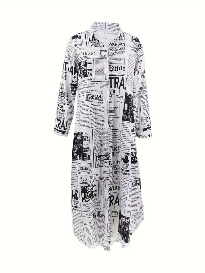 Hemdkleid mit Zeitungsdruck