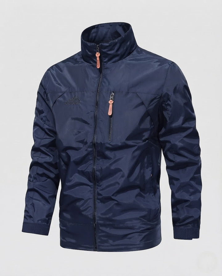 Herren leichter winddichter Nylon‑Reißverschlussblouson mit Stehkragen und Brustreißverschlusstasche Echoarchiv