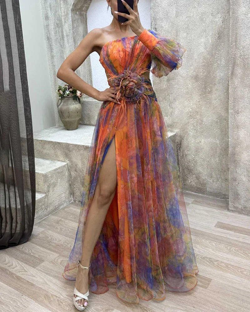 Elegantes Schulterfreies Kleid Für Besondere Anlässe