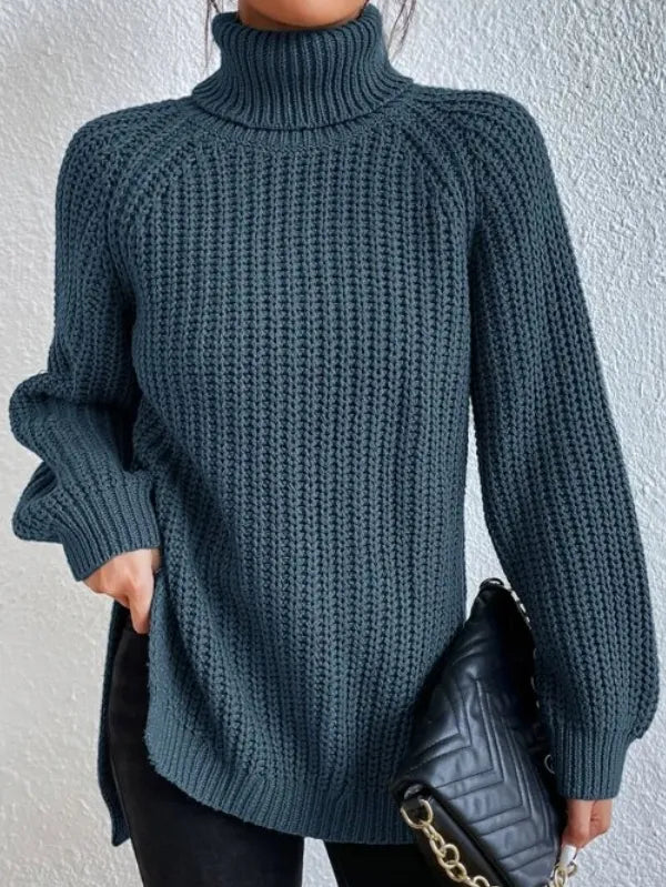 Echoarchiv-rollkragenpullover Mit Raglanärmel Und Geteiltem Saum