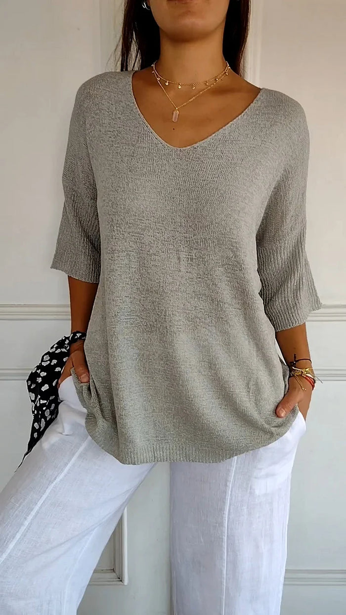 Echoarchiv | Bequemes Damen Stricktop mit V-Ausschnitt