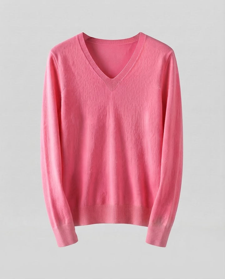 Damen Feinstrick V‑Ausschnittpullover in Kaschmir‑Optik mit schmaler Silhouette Echoarchiv