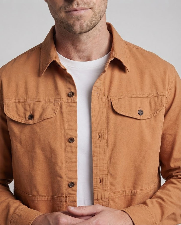 Herren leichtes Overshirt aus Baumwoll-Canvas mit Pattentaschen Echoarchiv