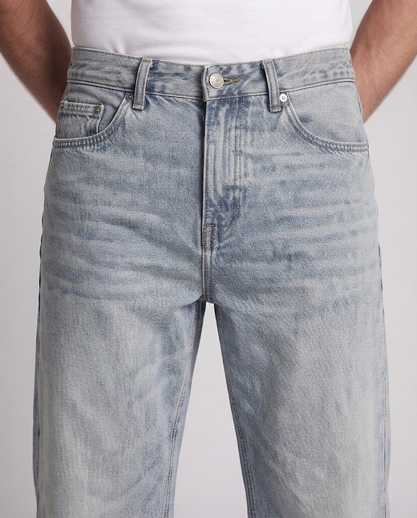 Herren Weit geschnittene Jeanshose mit hoher Taille und Vintage-Waschung Echo Archiv