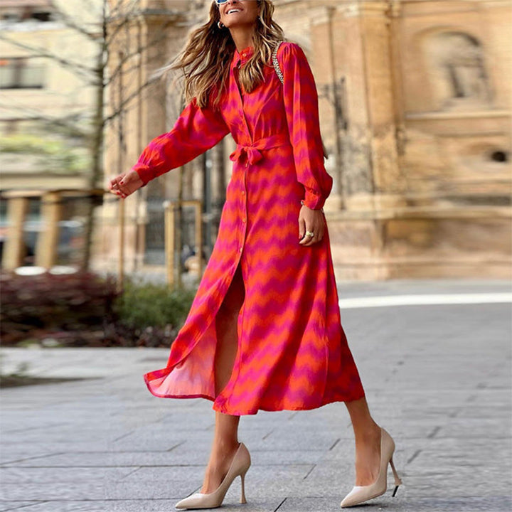 Echoarchiv | Bedrucktes Elegantes Kleid mit Halben Ärmeln