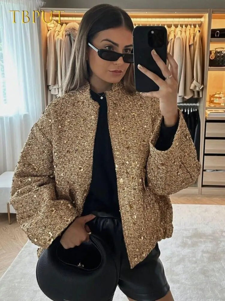 Echoarchiv | Damen Bomberjacke Gold für Den Herbst
