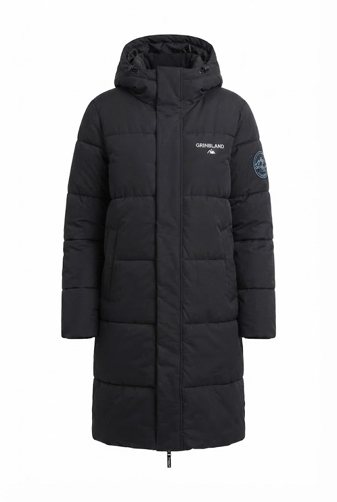 Damen Nano Ultra Lang Oversized Steppmantel mit geräuschreduzierendem Außenmaterial und Thermofüllung
