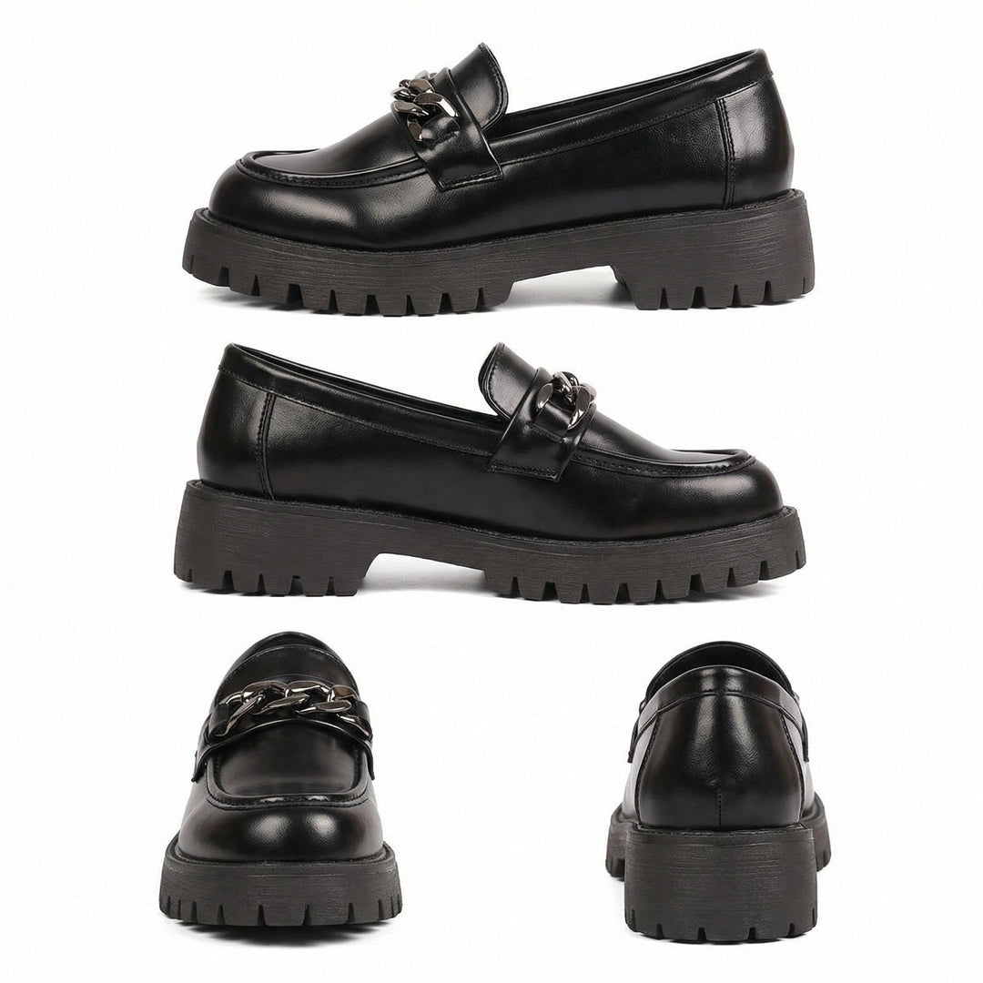 Damen Chunky Loafers mit Ketten-Applikation und robustem Profil Echoarchiv