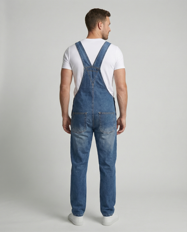 Herren Jeans Latzhose robust mit verstellbaren Trägern – Marzano