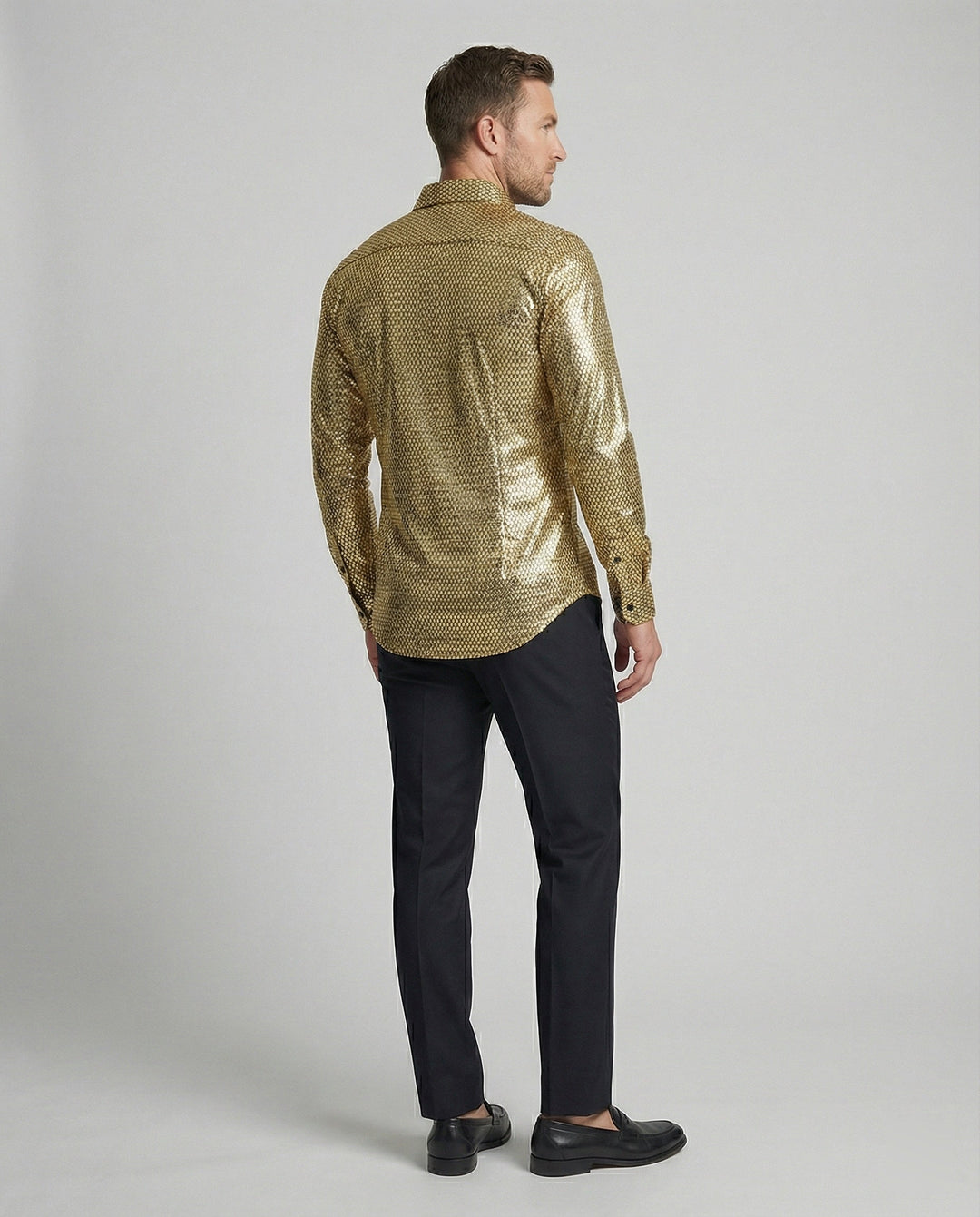 Herren Hemd mit glanzvollem Wabenmuster – Arvello