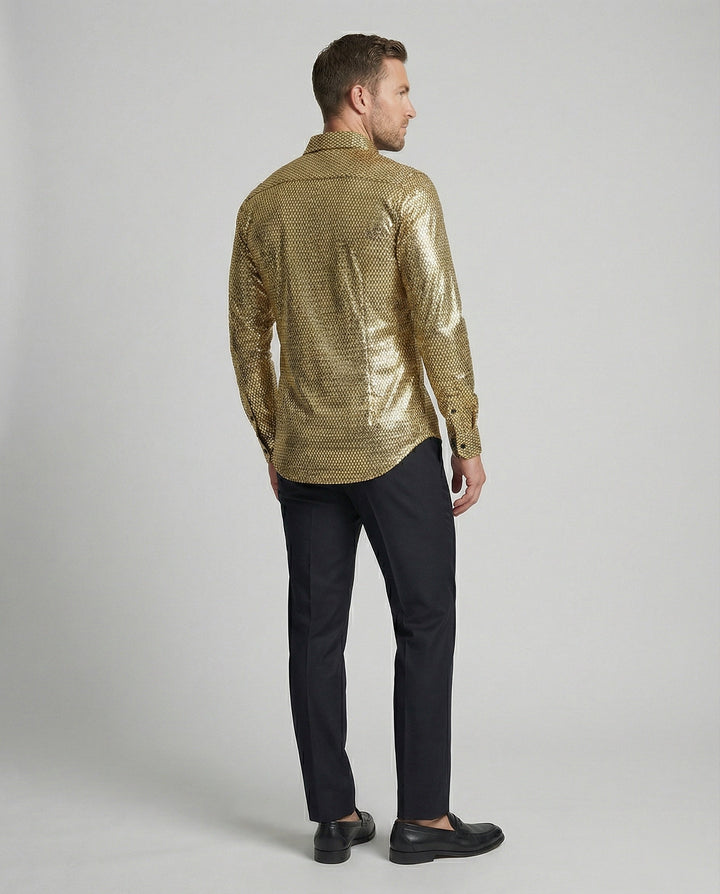 Herren Hemd mit glanzvollem Wabenmuster – Arvello