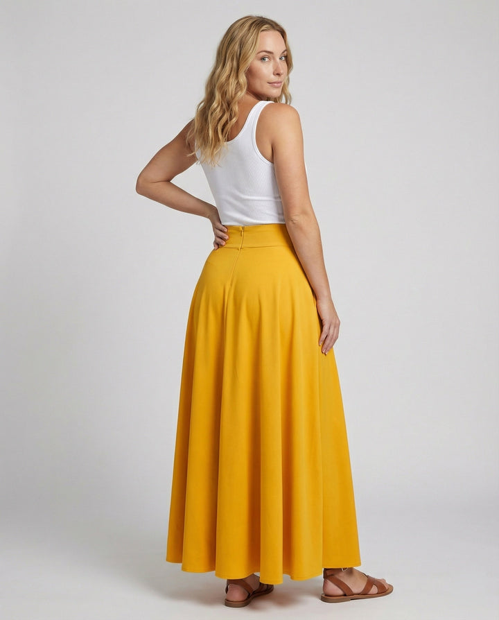 Damen Luftiger Maxi-Rock mit hohem Taillenbund Echoarchiv