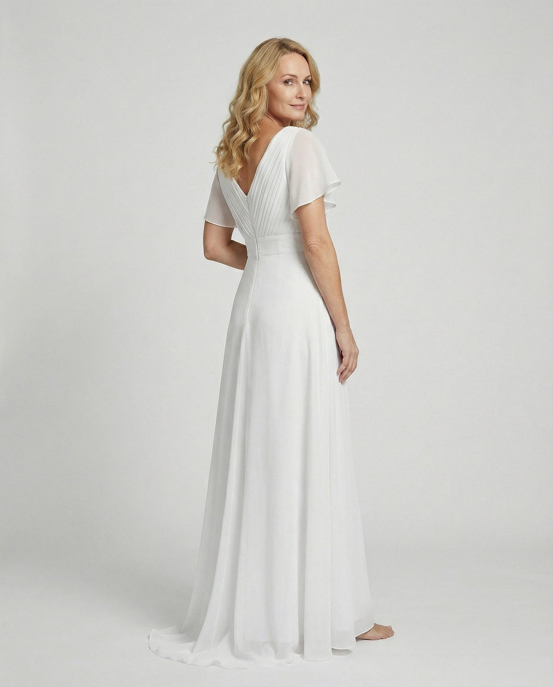 Damen Maxikleid Chiffon elegant plissiert