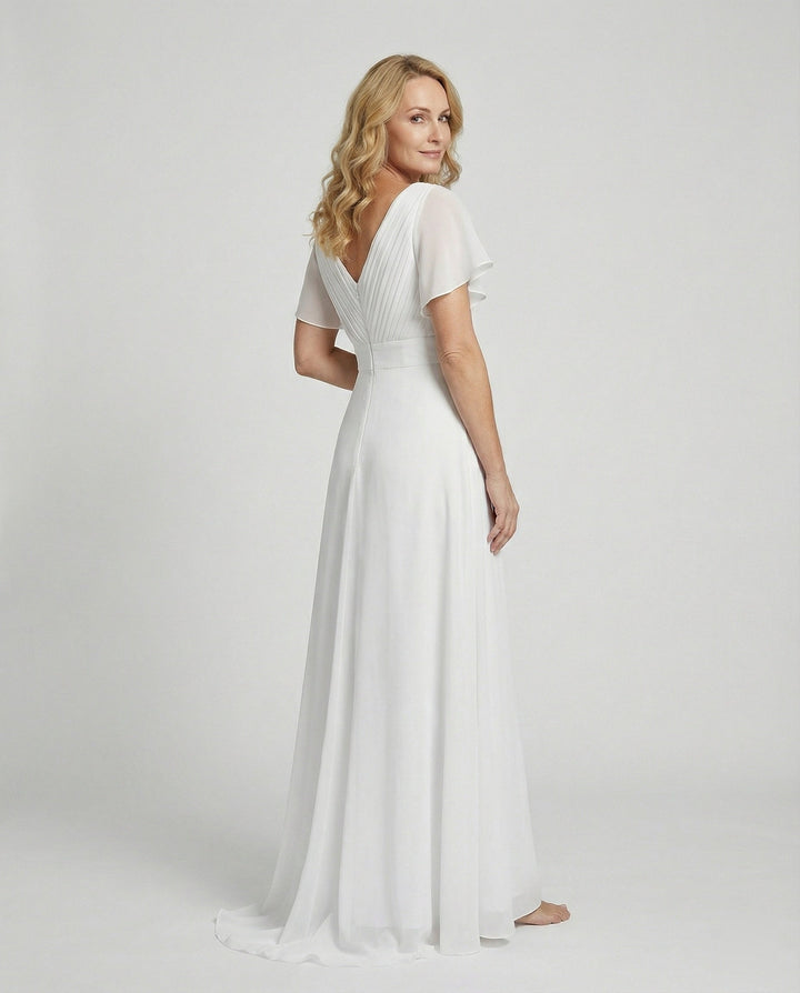 Damen Maxikleid Chiffon elegant plissiert