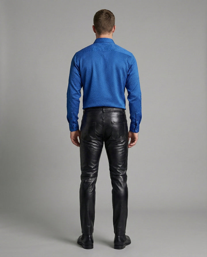 Herren Kunstleder Hose Slim Fit mit Steppdetails – Sorevano