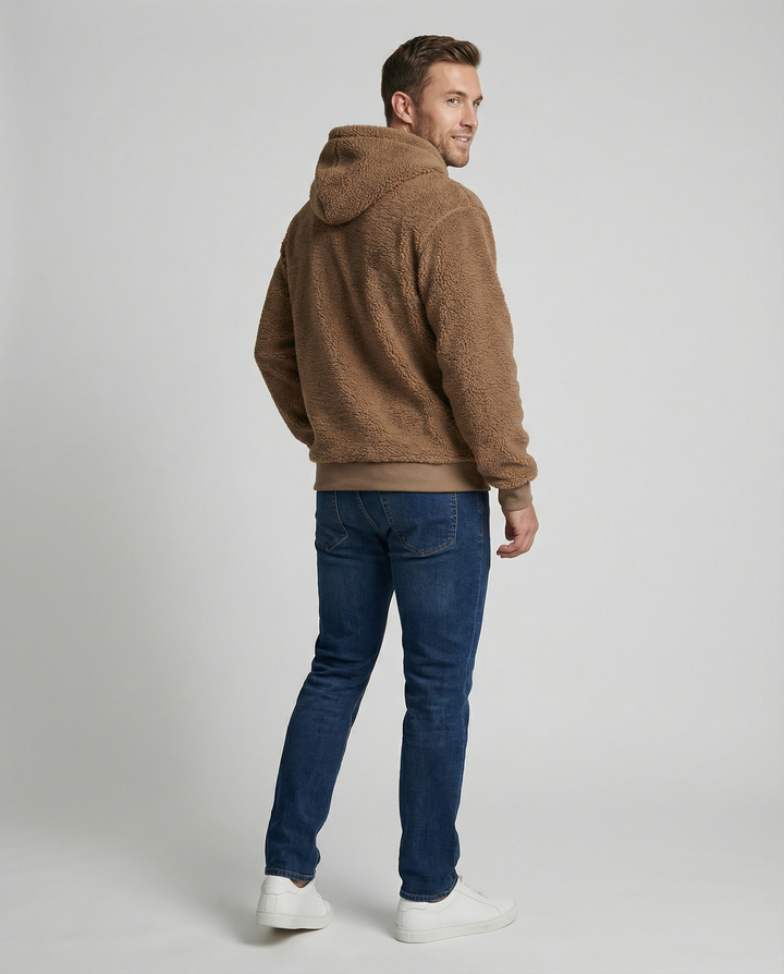 Herren Kuscheliger Teddy-Pullover mit Kapuze und elastischem Bund Echoarchiv