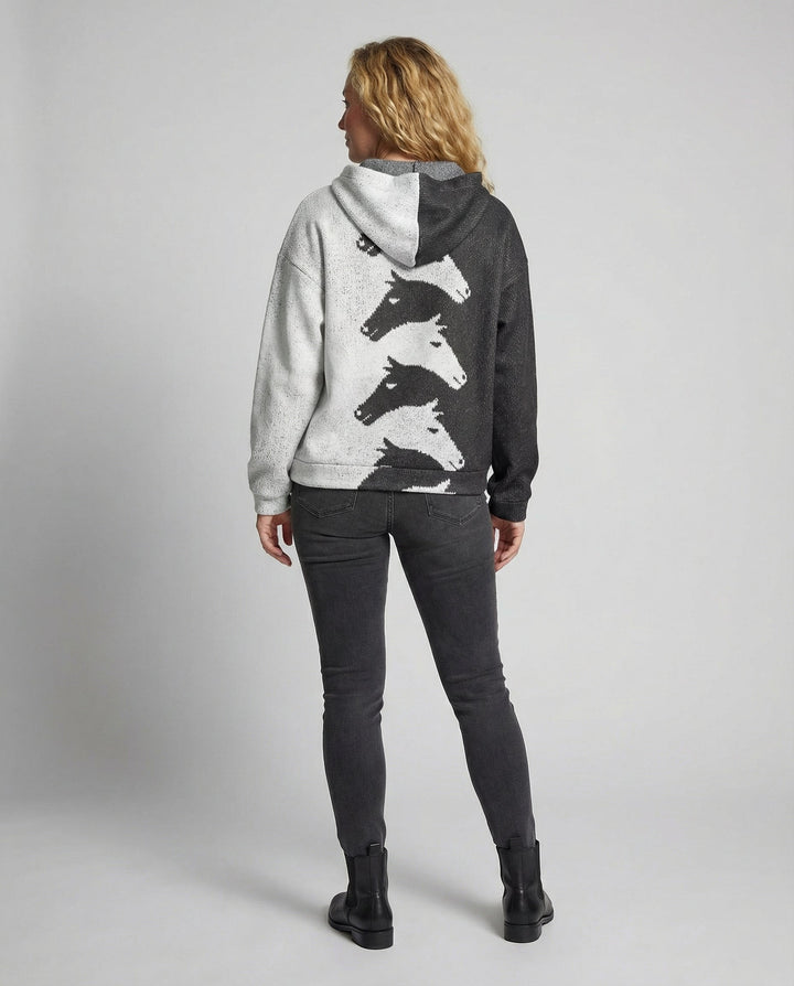Damen Hoodie mit krEchoarchivtivem Pferdemuster & bequemer Passform | Echoarchiv