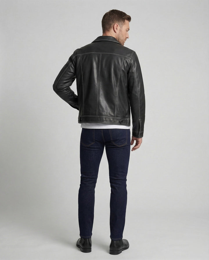 Herren Overshirt Jacke Lederlook