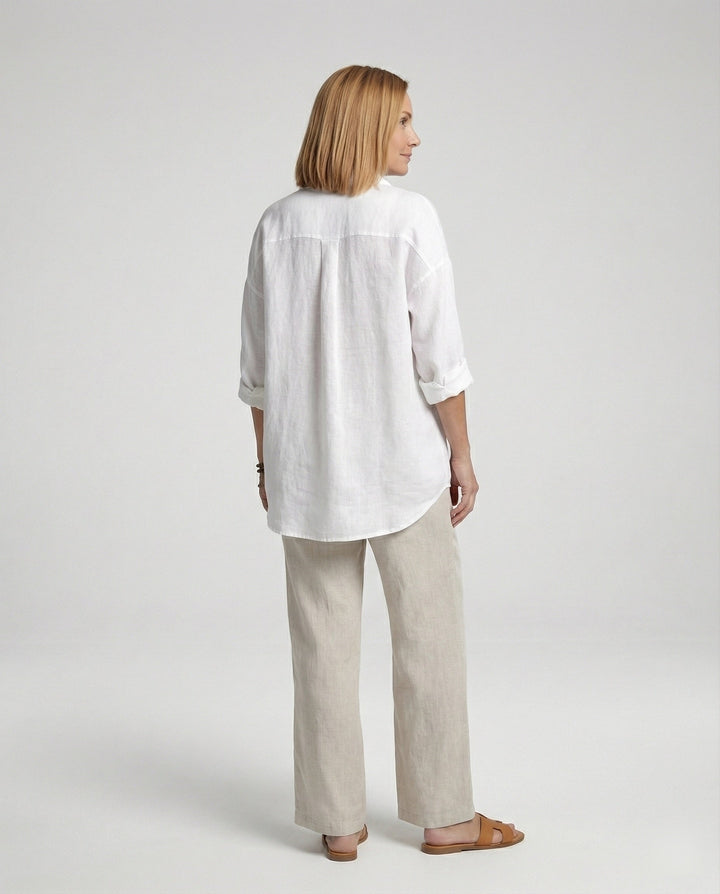 Leinenbluse Damen mit Knopfleiste – Élovi