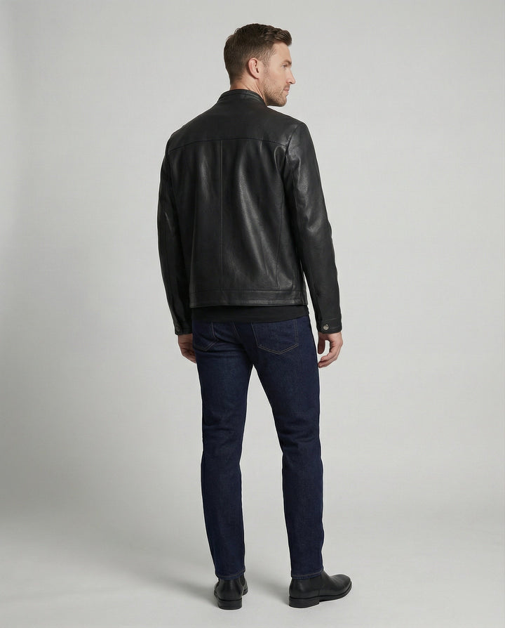 Herren Elegante Kunstlederjacke modern geschnitten