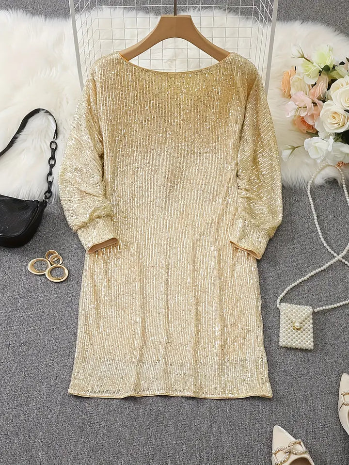 Glanzendes Minikleid mit einem Schulter