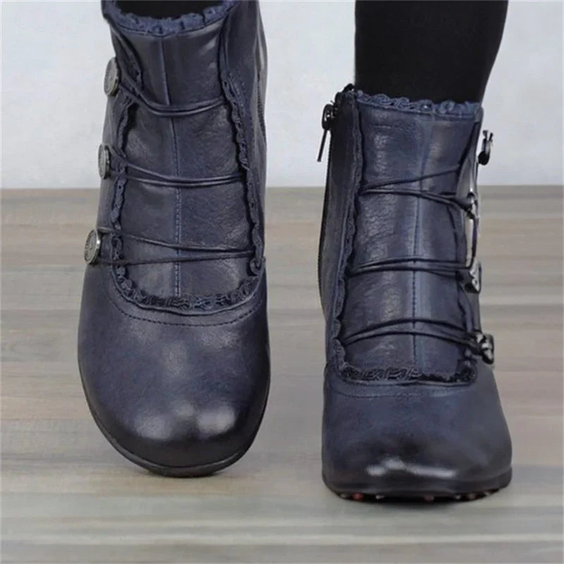 Damen Viktorianische Schnür-Stiefeletten mit Spitzenbesatz – Seravelle