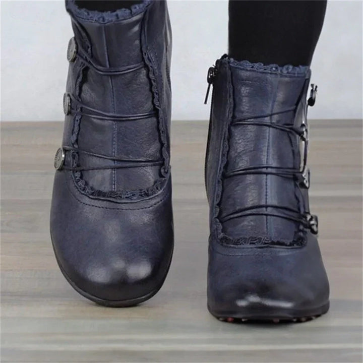 Damen Viktorianische Schnür-Stiefeletten mit Spitzenbesatz – Seravelle