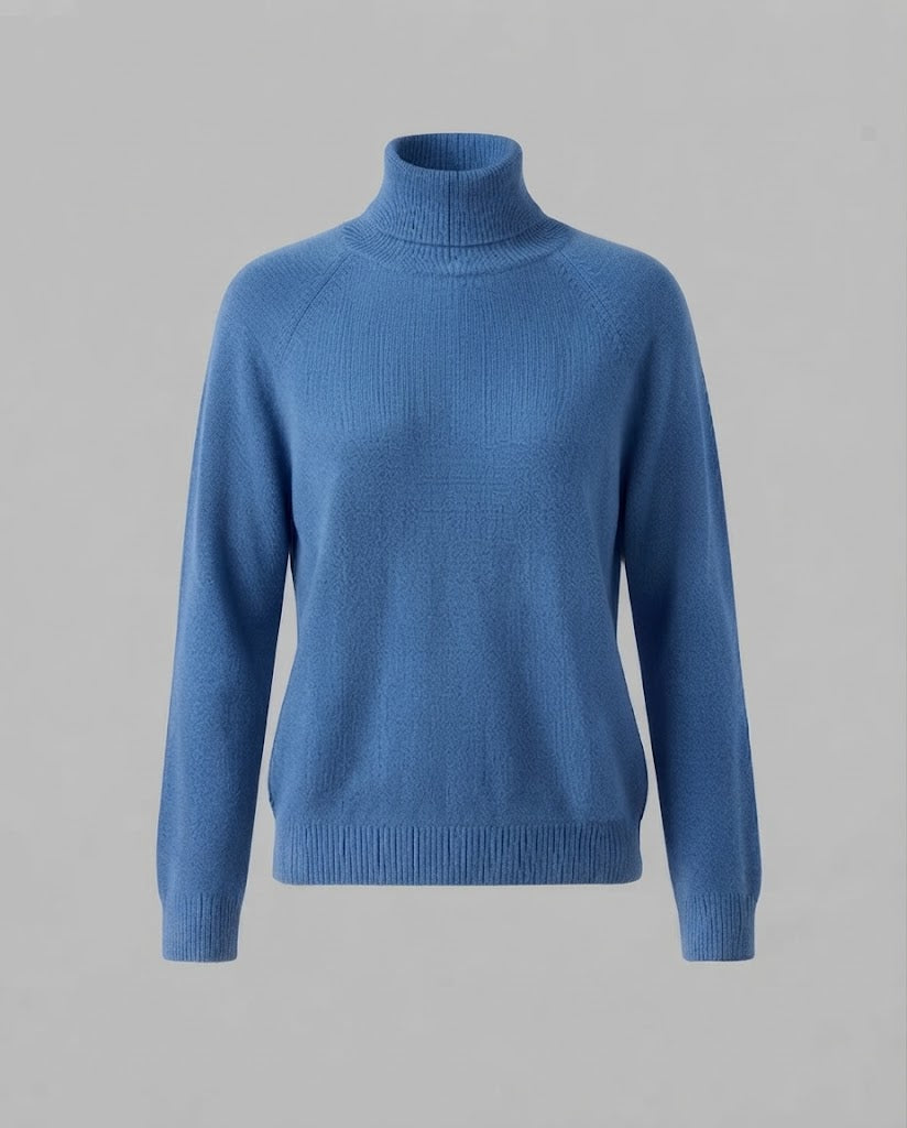 Damen Feinstrick-Rollkragenpullover aus Kaschmir-Mix mit Raglanärmeln und feinem Rippbund Echoarchiv