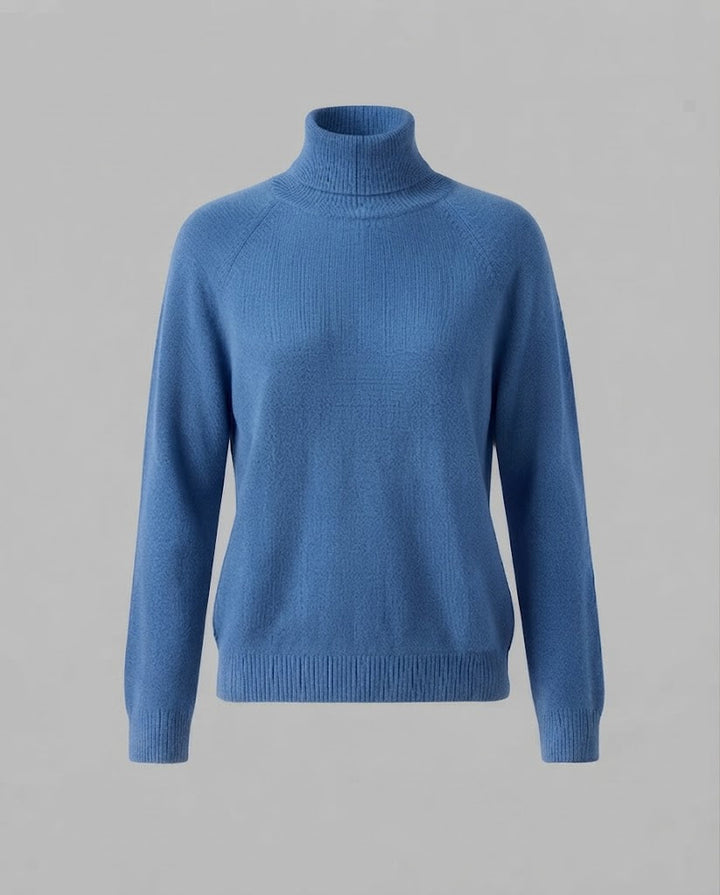 Damen Feinstrick-Rollkragenpullover aus Kaschmir-Mix mit Raglanärmeln und feinem Rippbund Echoarchiv