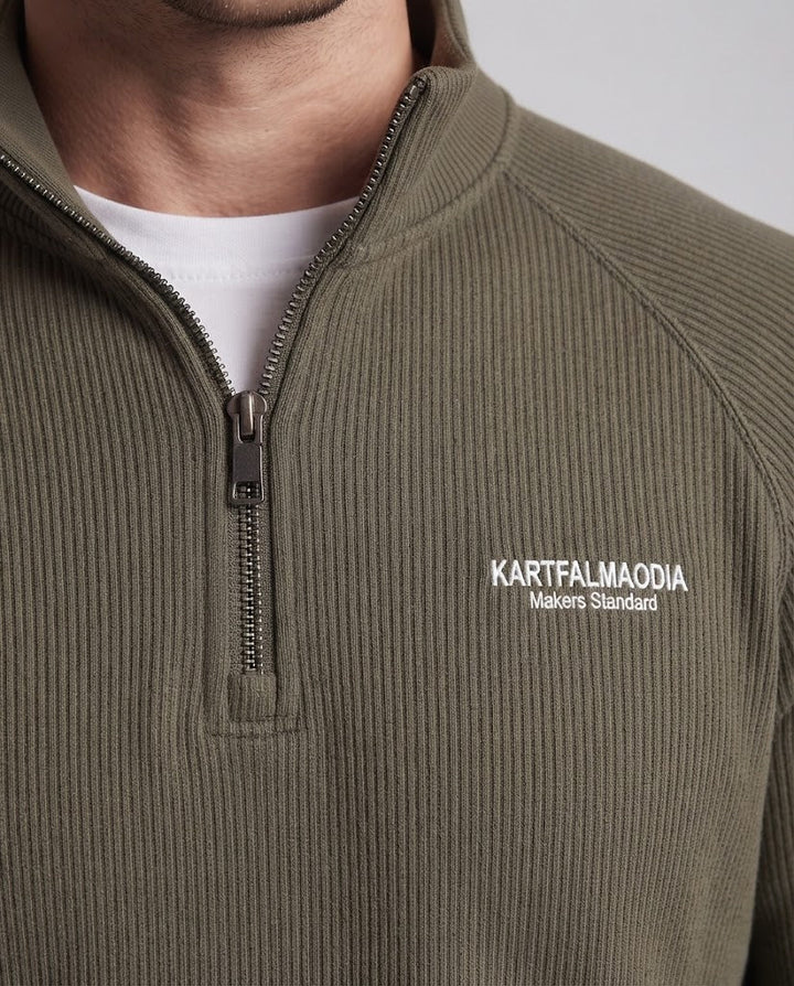 Herren eleganter Stehkragen-Pullover mit Reißverschluss Echoarchiv