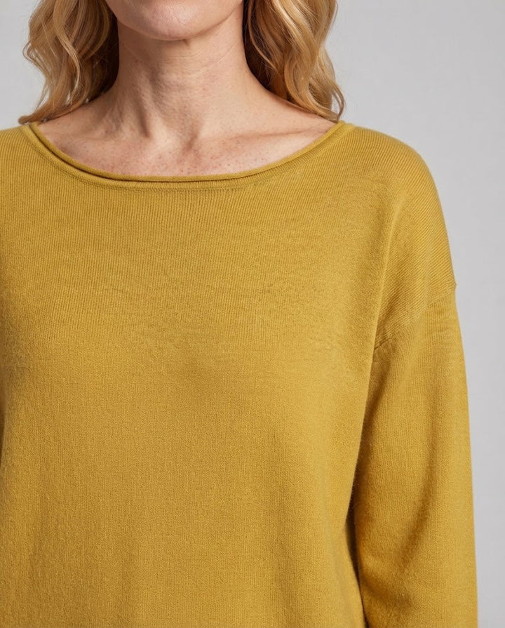 Damen feiner Strickpullover mit Bootsausschnitt und lockerer Passform Echoarchiv