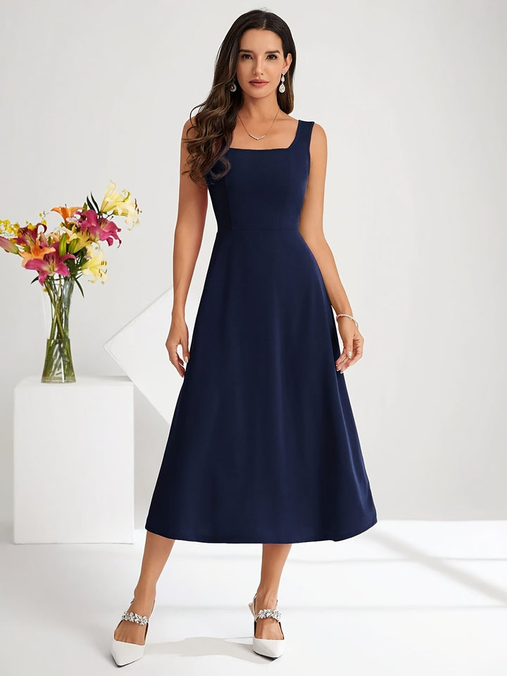 Echoarchiv | Elegantes Kleid mit Trägern Dunkelblau Farbe