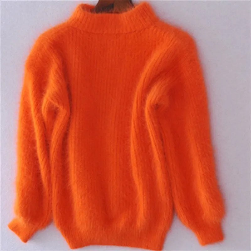 Echoarchiv - Lockere gestrickte einfarbige Pullover - Vintage Angora Pullover