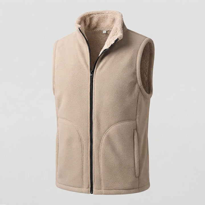 Herren Warme Thermo-Fleeceweste mit Sherpa-Innenfutter, Stehkragen und verdeckten Eingrifftaschen Echoarchiv