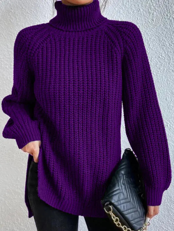 Echoarchiv-rollkragenpullover Mit Raglanärmel Und Geteiltem Saum