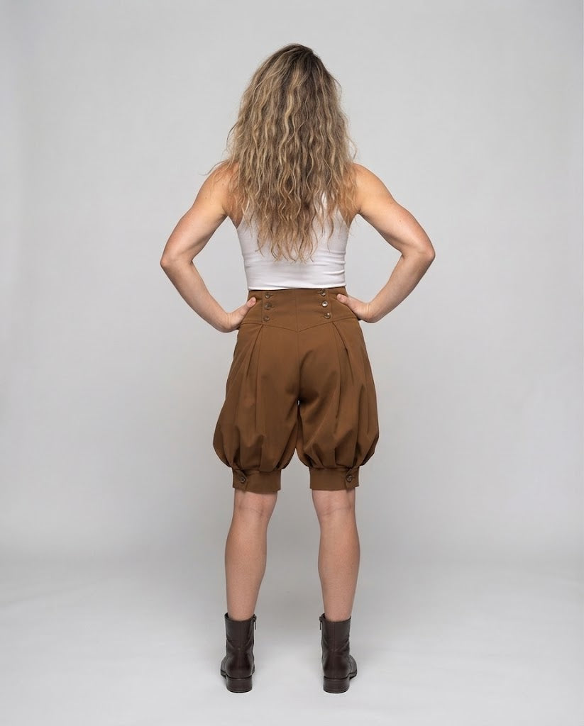 Damen elegante Ballon-Shorts mit Doppelknopfdetails Echo Archiv