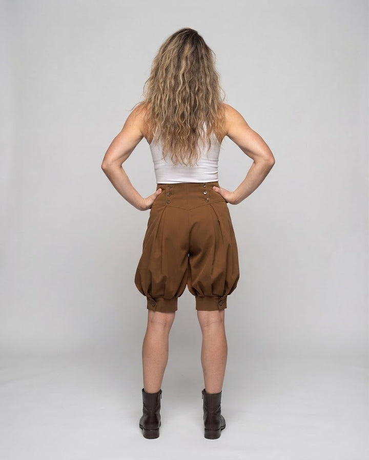Damen elegante Ballon-Shorts mit Doppelknopfdetails Echo Archiv