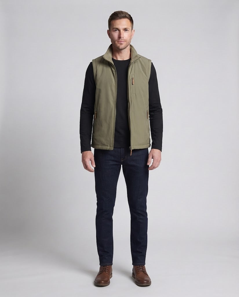 Herren Thermo-Fleece-Weste mit Teddyfutter, hochschließendem Kragen und Reißverschluss-Taschen Echoarchiv