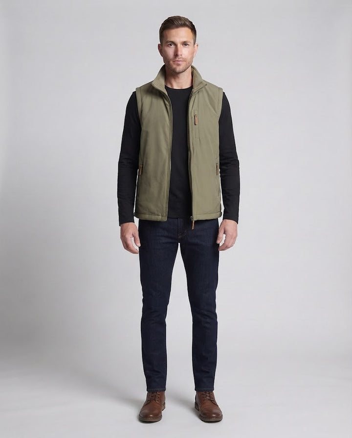 Herren Thermo-Fleece-Weste mit Teddyfutter, hochschließendem Kragen und Reißverschluss-Taschen Echoarchiv