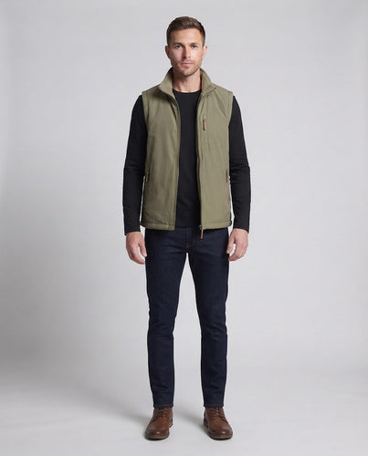 Herren Thermo-Fleece-Weste mit Teddyfutter, hochschließendem Kragen und Reißverschluss-Taschen Echoarchiv