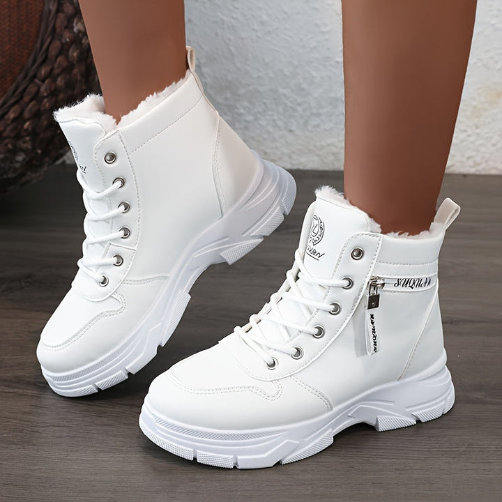 Damen Winter-Stiefelette mit Warmem Fellfutter & Reißverschluss-Detail | Große Größen