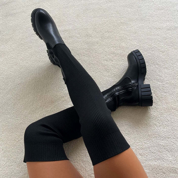 Mode-D Strechan | I Kniehoher Stretch-Stiefel – Lioré