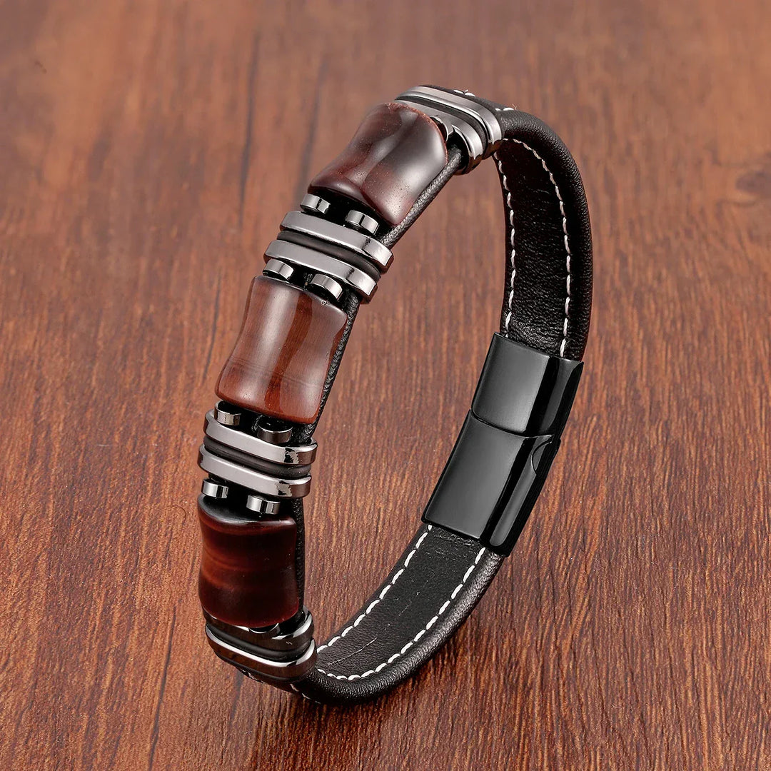 Echoarchiv | Tigerauge Naturstein Lederarmband