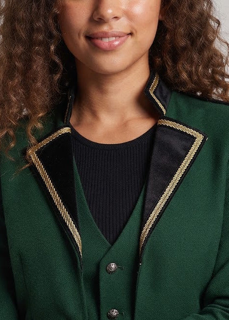 Damen elegante Frackjacke mit asymmetrischen Details und königlichen Akzenten Echo Archiv