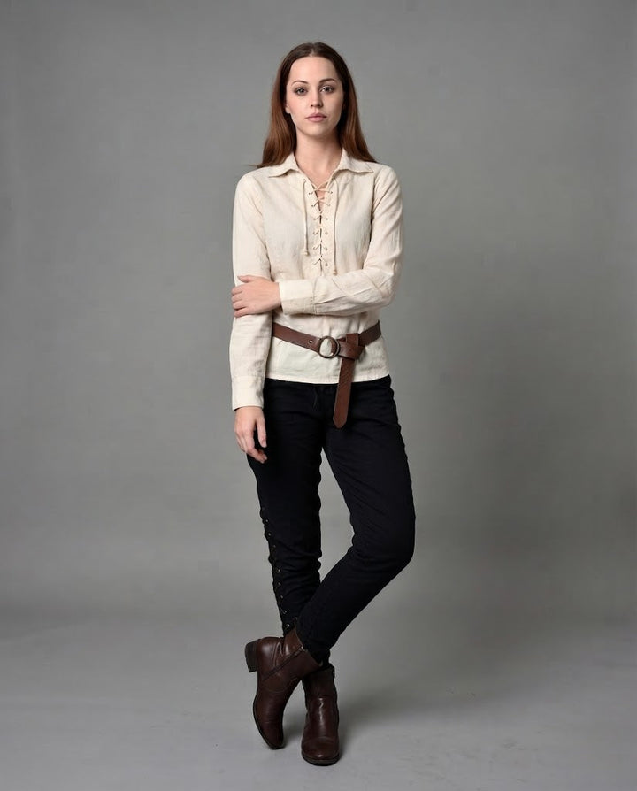 Damen Freizeit Langarmshirt mit Kordelzug Echo Archiv