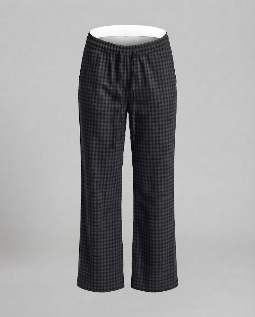 Damen Hochtaillierte weite Karomuster-Hose mit Tunnelzug und relaxed‑Fit Echo Archiv