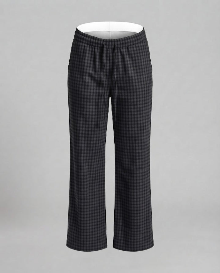 Damen Hochtaillierte weite Karomuster-Hose mit Tunnelzug und relaxed‑Fit Echo Archiv
