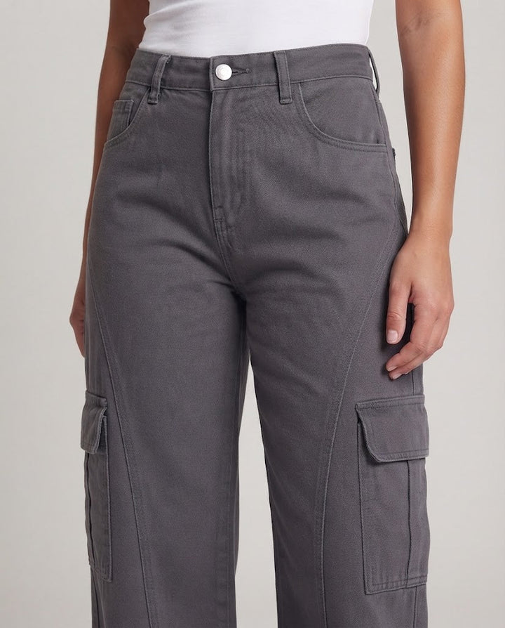 Damen Weite Utility‑Twill‑Hose im Palazzo‑Schnitt mit aufgesetzten Klappentaschen Echo Archiv