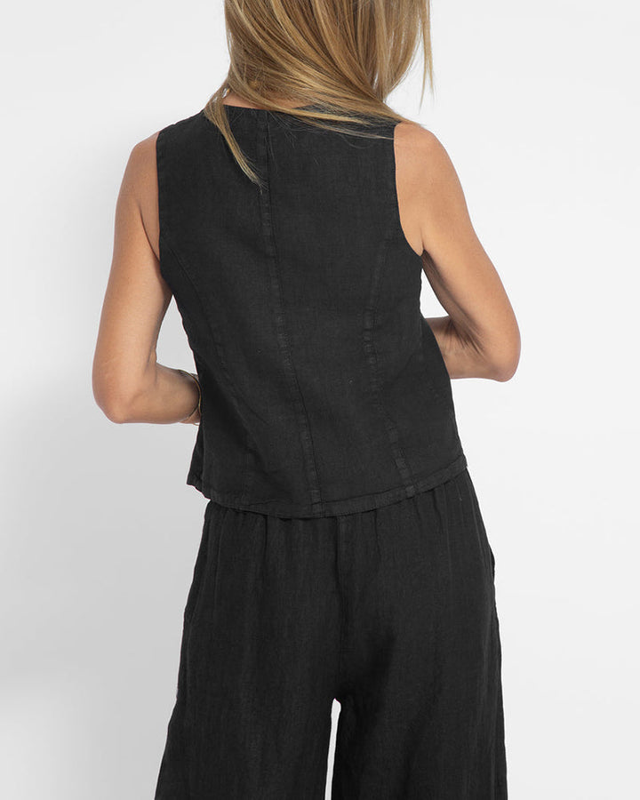 Echoarchiv | Elegantes 2-Teiliges Set Leinen Weite Hose & Weste